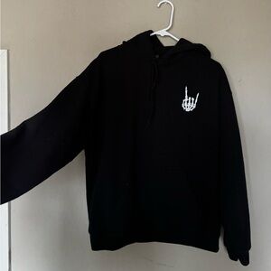 Black Hoodie with Skeleton Hand Design
